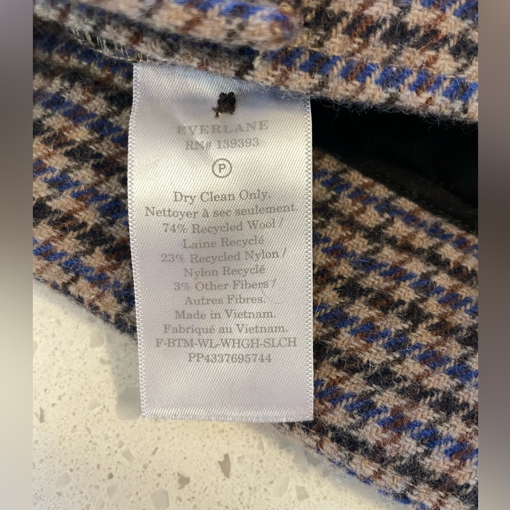 Everlane The Drape Pant, Wool, Brown/Blue Houndstooth - Picture 10 of 14